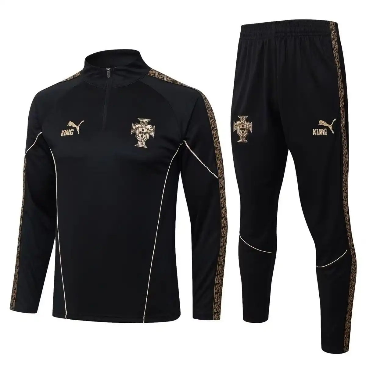Portugal Training Tracksuit Kit(Jacket+Pants) Black&Gold 2026