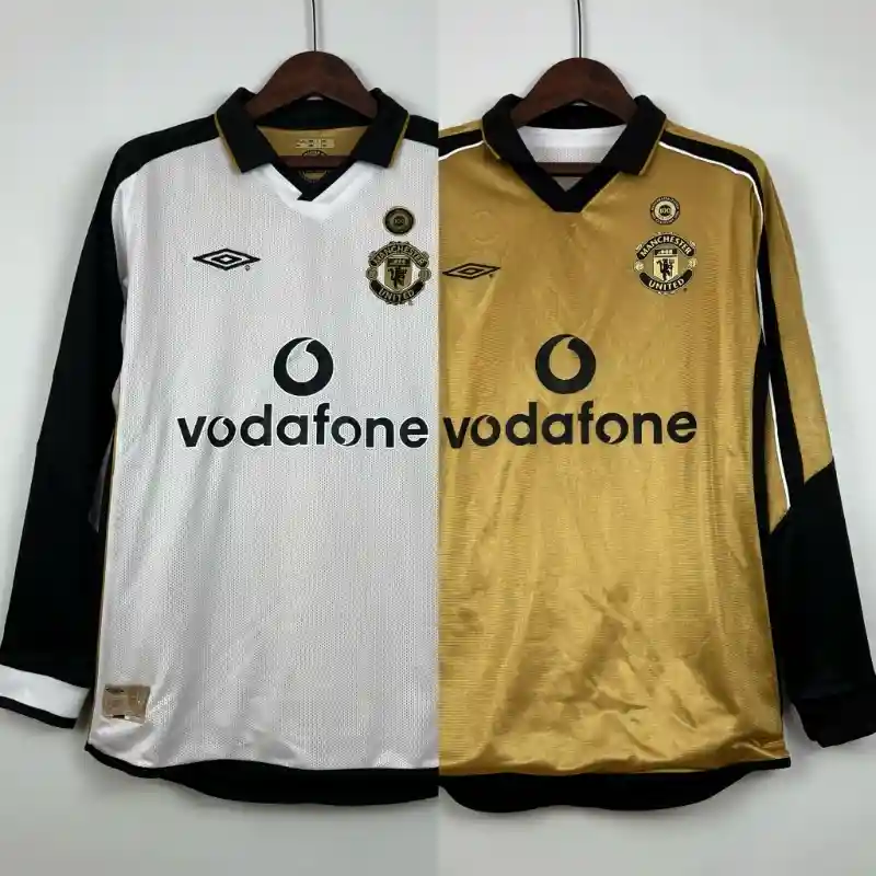 2001-2002 Long Sleeve Manchester United100th Anniversary Soccer retro kit
