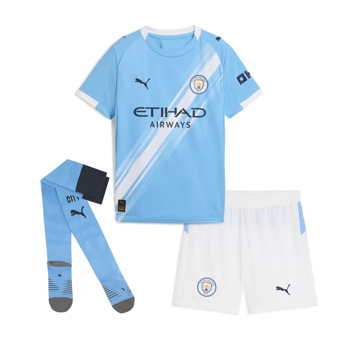 Kids Manchester City Home Jersey Full Kit 2025/26