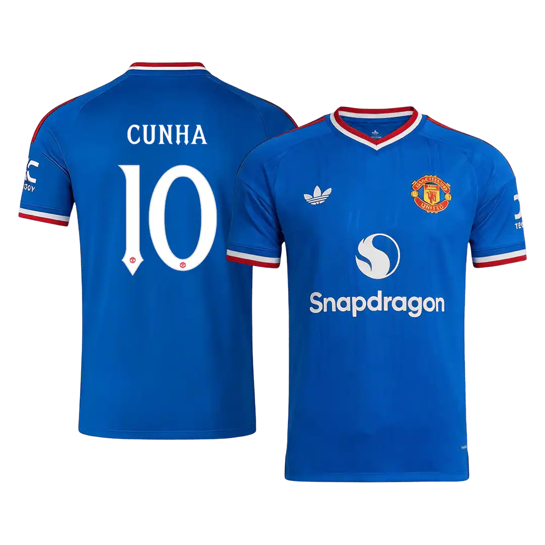 CUNHA #10 Manchester United Away Jersey 2026/27 – UCL Font