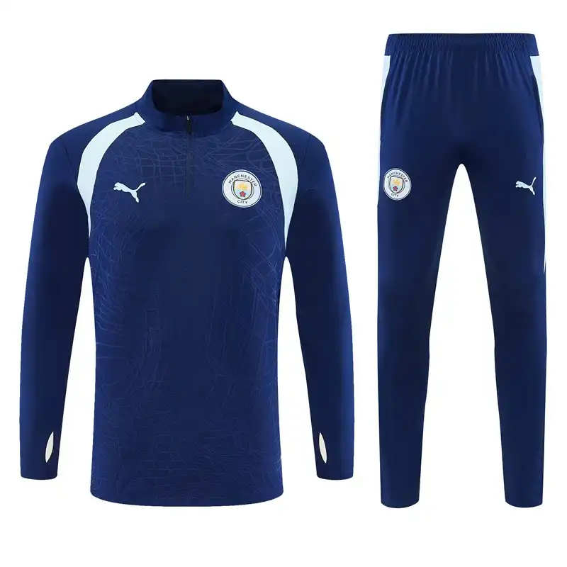 Kids Manchester City 1/4 Zipper Sweat Kit(Top+Pants) Navy 2026/27