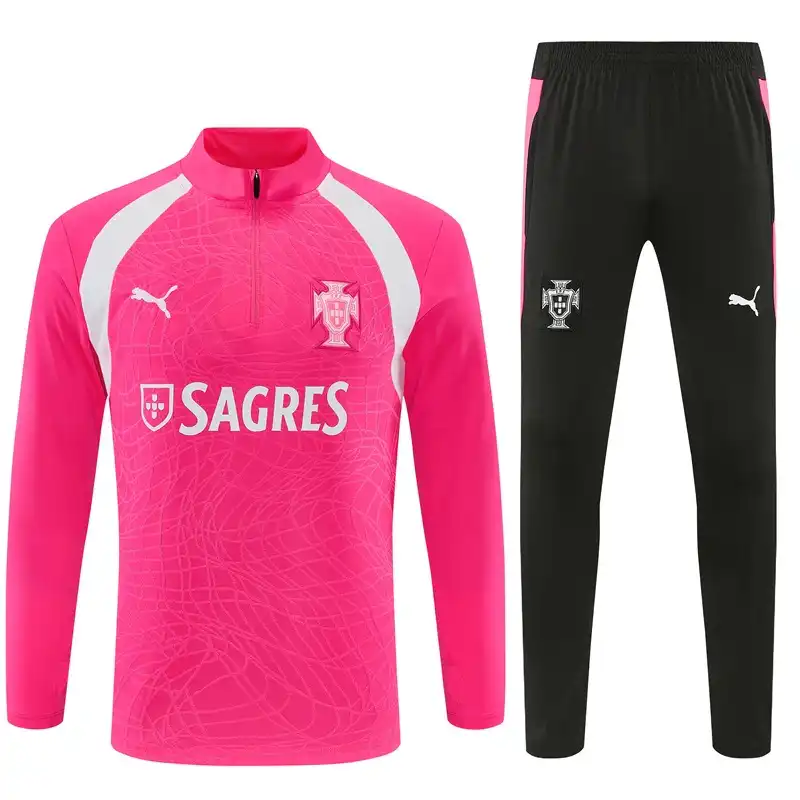 Portugal 1/4 Zipper Sweat Kit(Top+Pants) Pink/Black 2026