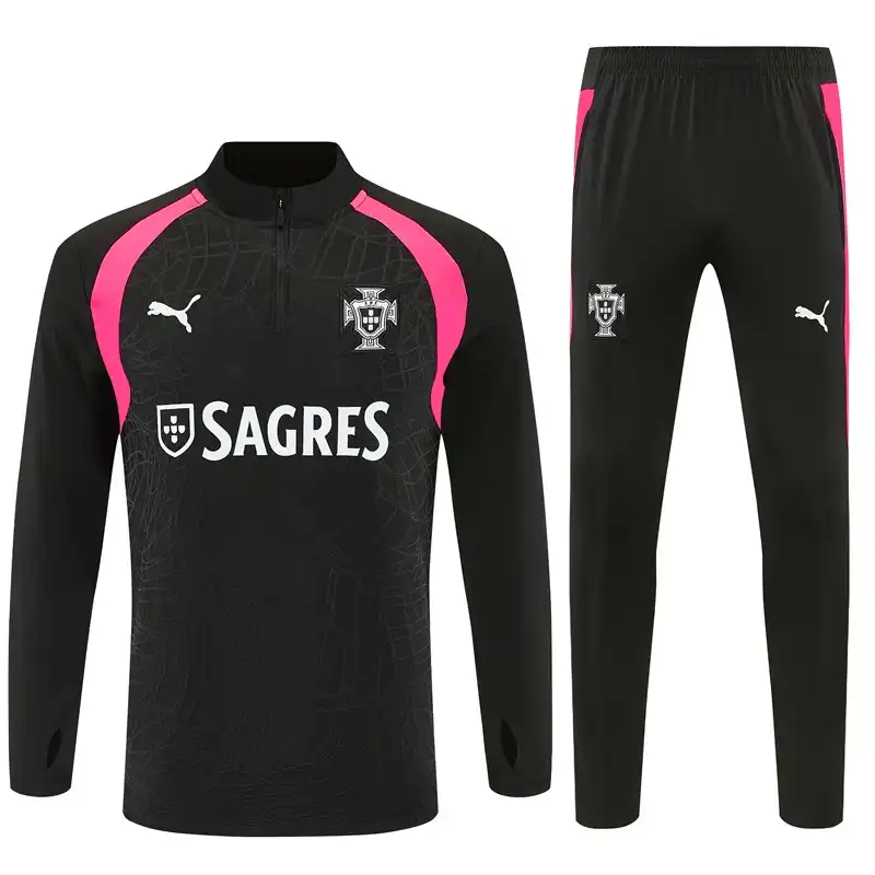 Portugal 1/4 Zipper Sweat Kit(Top+Pants) Black/Pink 2026